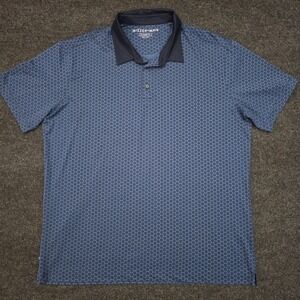 Mizzen + Main Mens 2XL Blue Geometric Design Trim Fit Golf Shirt *Read